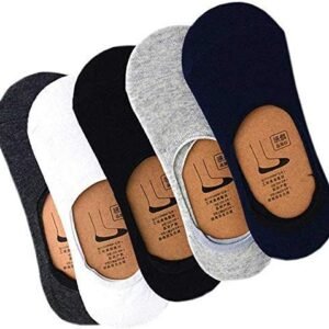 Tree Fit Unisex Mercerised Anti-Slip Cotton Loafer Socks (Grey White Blue Black, Free Size) - Pack of 5