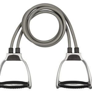 Tree Fit Silicon Exercise Stretch Band for Exercise with Handles | Toning Tube Gym Rubber Band for Home Workout & Strength Training with Sweatproof Foam D Handle, Grey