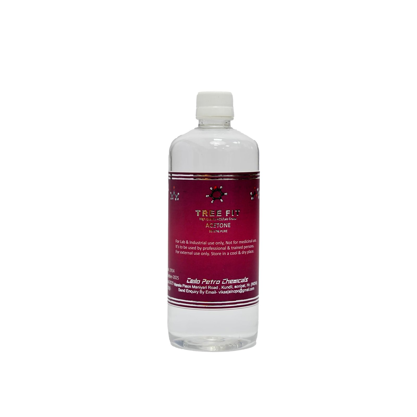 TREE FIT Acetone for Nail Polish Remover & Gel Acrylic Remover ( 500 ml ) – 99.99% Pure Professional Grade Solvent for Paint, Resin & Adhesive - Pack of 1