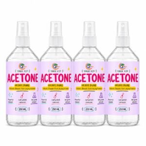 TREE FIT Acetone for Nail Polish Remover & Gel Acrylic Remover (250ml x 4 Pack) – 99.99% Pure Professional Grade Solvent for Paint, Resin & Adhesive