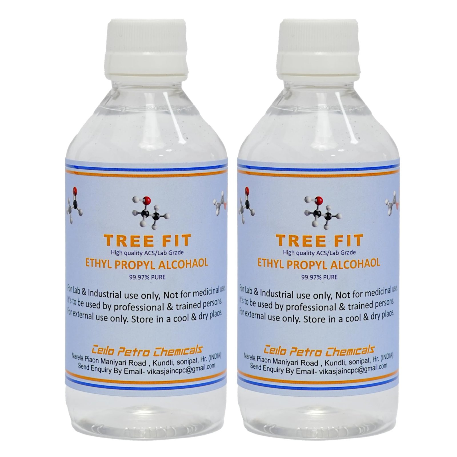 TREE FIT Ethyl Propyl Alcohol 99.99% Pure Antiseptic Liquid Solvent Paint Varnish Ink Resin Cleaning Solution Hand Sanitizer Quick Dry Safe Skin PACK OF ( 250 X 2) = 500ML.