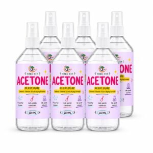 TREE FIT Acetone for Nail Polish Remover & Gel Acrylic Remover (250ml x 6 Pack) – 99.99% Pure Professional Grade Solvent for Paint, Resin & Adhesive