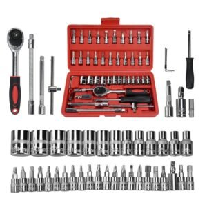Tool Kit 46-in-1 | All-in-One Spanner, Socket, Wrench, Hand Tools Set | Home & Bike Use | | Multipurpose Goti Pana & Socket Wrench Set