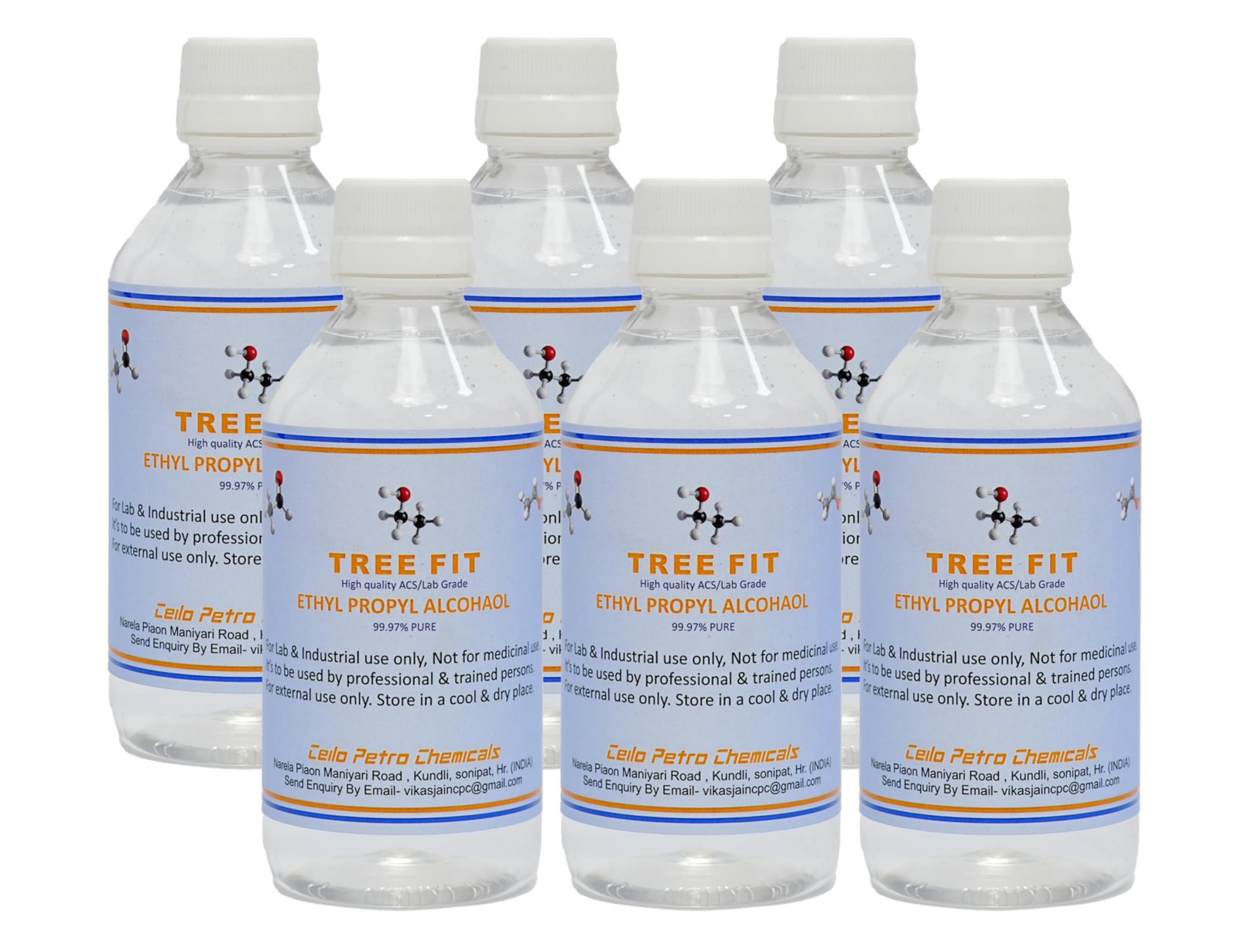 TREE FIT Ethyl Propyl Alcohol 99.99% Pure Antiseptic Liquid Solvent Paint Varnish Ink Resin Cleaning Solution Hand Sanitizer Quick Dry Formula PACK OF ( 250 X 6) = 1500ML.