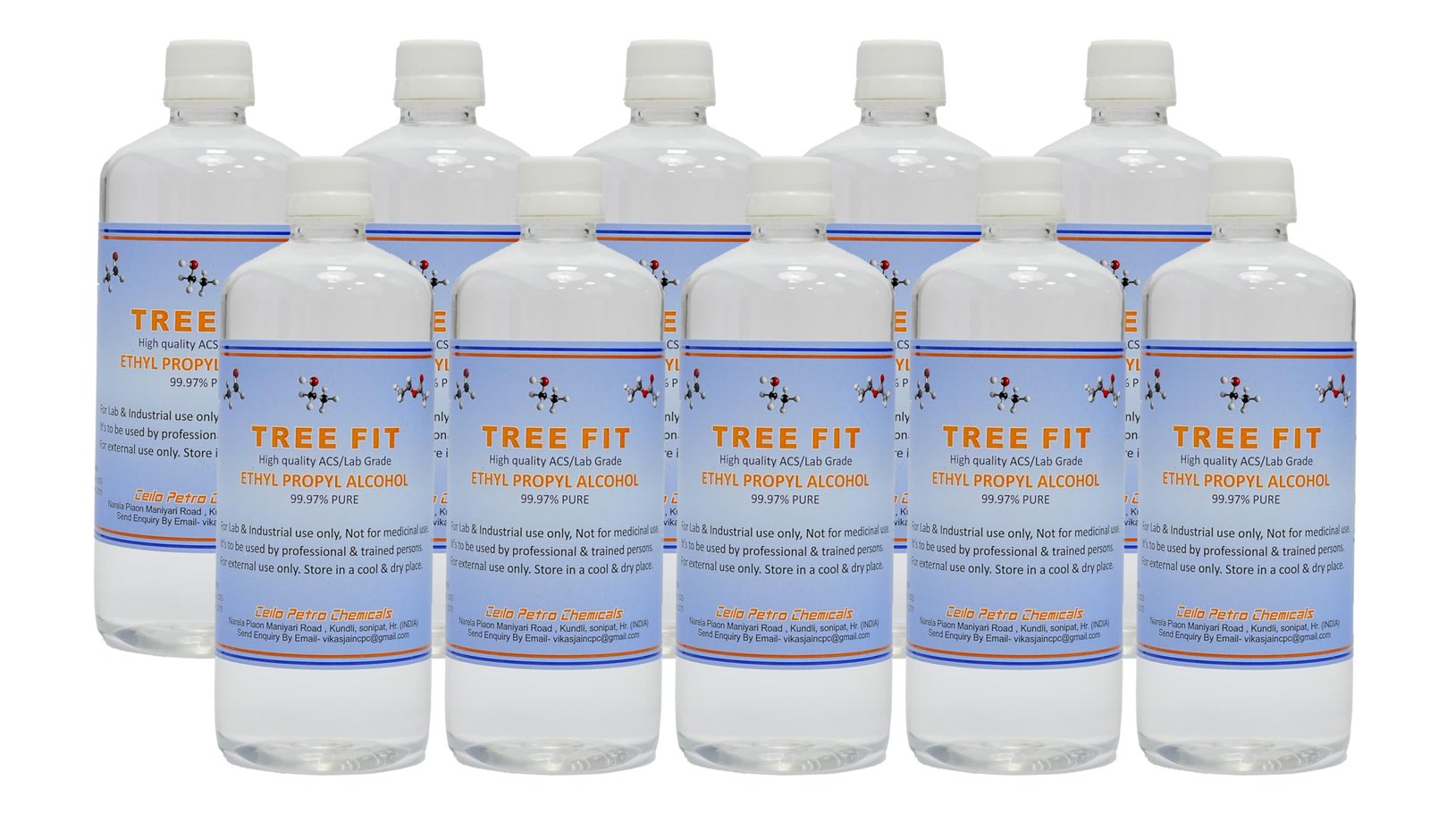 TREE FIT Ethyl Propyl Alcohol 99.99% Pure Antiseptic Multipurpose Solvent for Paints Varnishes Inks Resins Cleaning Hand Sanitizer Quick Dry Skin Friendly Use PACK OF (500 X 10) = 5000ML.