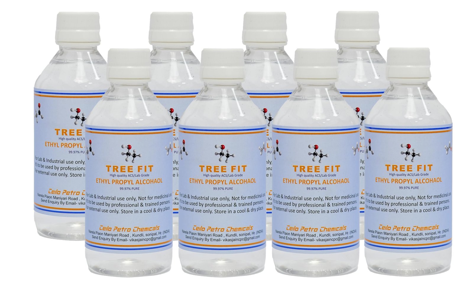 TREE FIT Ethyl Propyl Alcohol 99.99% Pure Antiseptic Liquid Solvent Paint Varnish Ink Resin Cleaning Hand Sanitizer Lab Hospital Use Formula PACK OF ( 250 X 8) = 2000ML.