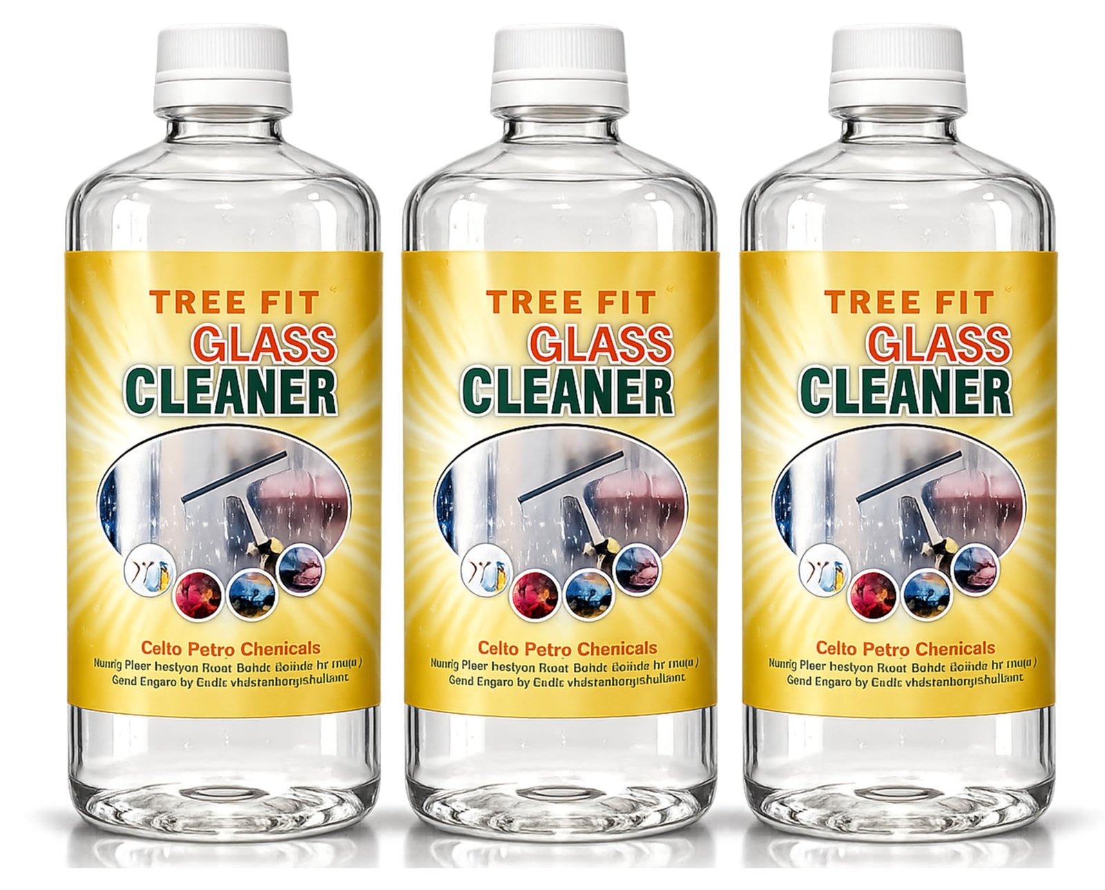 Tree Fit Glass Cleaner Liquid for Windows, Mirrors & Surfaces – Streak-Free Shine, Fast-Drying Formula for Home, Office & Car Glass Cleaning Use | 500ML Pack of 4