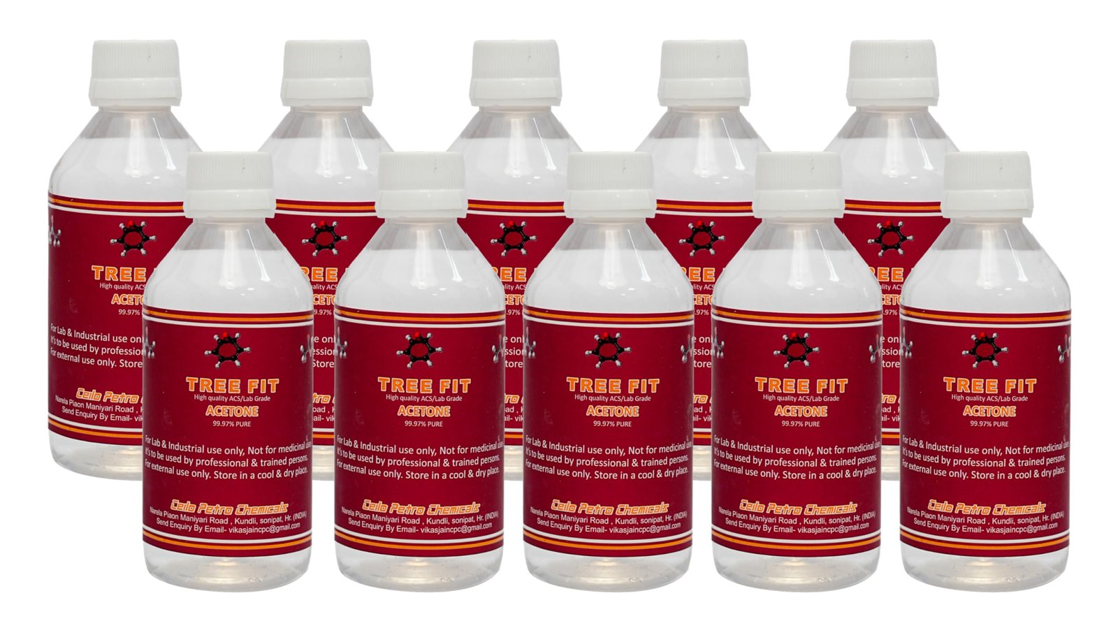 Tree Fit Acetone | Nail Polish Remover | Cleaning Glass Remover | Remove Paint And Stuff Marks | Clear | Nail Colour Remover |Fast Drying, Versatile Use | (250 X 10 = 2500 ML)
